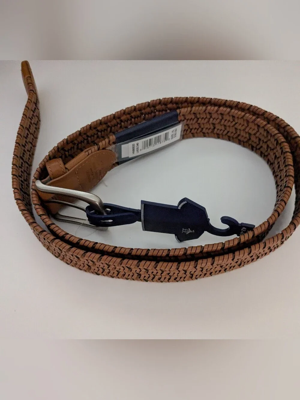 New Original Penguin Braided Stretch Belt Men’s XL 42-44 Bonded Leather Brown
